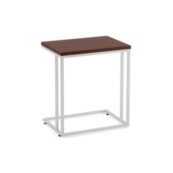 side table with brown top and white base